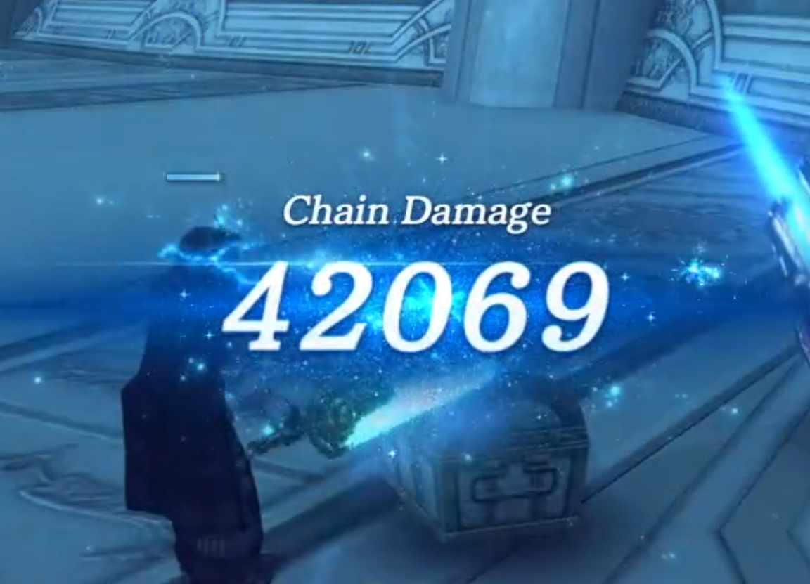 screencap from xenoblade chronicles. if you do 42069 damage with a chain attack, as is pictured here, shigeru miyamoto emerges from the nearest door and tells you you've beaten the game. not in the game, in your actual home